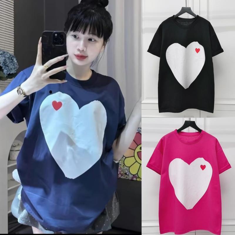 Áo phông cho cả Nam và Nữ chất thun Cotton khô 3158 form rộng - trái tim to
