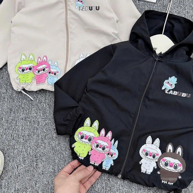  Áo khoác gió có mũ cho bé trai bé gái  áo khoác gió tráng bạc lót lưới in hình họa tiết siêu xinh 