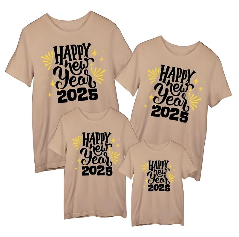 Product Introduction of T Shirts Stylish 2025 Lucky Short Sleeved Tops Comfortable Family Shirts Set Casual Round Neck Kids Tees 16