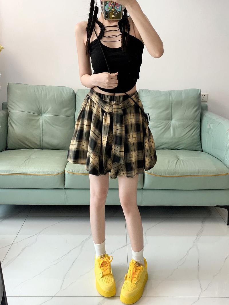 Product Introduction of [Yzw]Chân Váy Kẻ Sọc Cổ Điển Bất Đối Xứng Dành Cho Nữ, Mùa Hè Dễ Phối Đồ Mỏng Vừa Vặn, Chống Lộ, Chân Váy Xếp Ly Chữ A Cô Gái Nóng Bỏng Mỹ 14