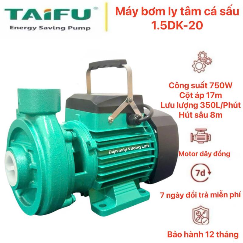 Máy bơm nước ly tâm 750W (1HP) TAIFU 1.5DK-20 - Máy bơm ly tâm cá sấu -  Bảo hành 1 năm