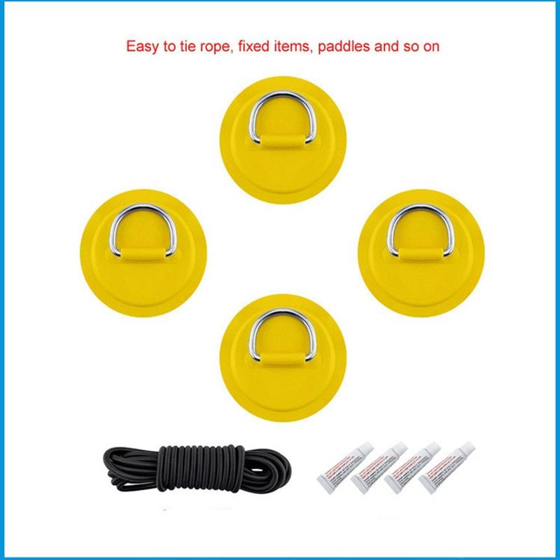 Product Introduction of 1/4Pcs Accessories Stainless Steel Round Ring Pad PVC Patch Elastic Bungee Rope Deck Rigging Sup D Ring 24