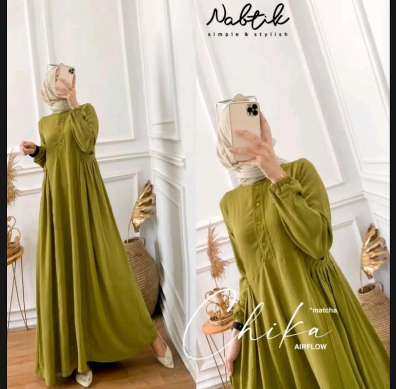 Product Introduction of CIKA GAMIS CRINKLE AIRFLOW WANITA TERBARU 2023 Hitam Cokelat Navy Putih Dress Panjang Kantong 29