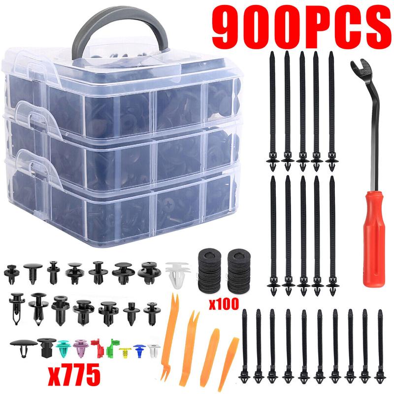 900Pcs Car Body Trim Clips Plastic Push Pin Rivet Screw Panel Fasteners Interior 1