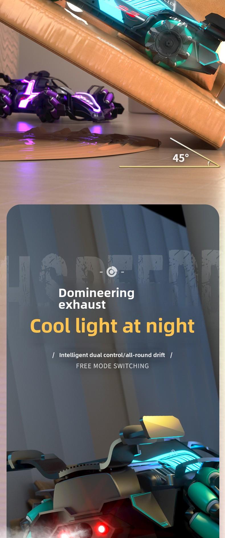 Product Introduction of F1 Equation Stunt Remote Control Car Gesture Induction Four-Wheel Drive Drift Spray Charging Electric Children's Toy 10