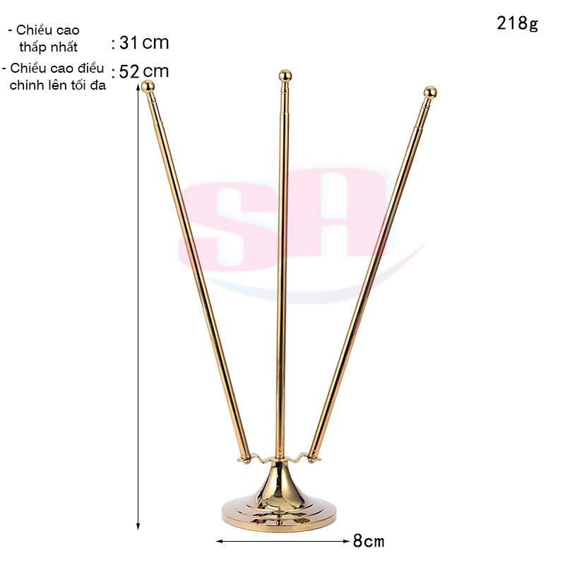 Bộ Cờ Để Bàn Cắm 3 cờ các nước tùy chọn, chất liệu hợp kim mạ vàng Decor Decor Phòng 5