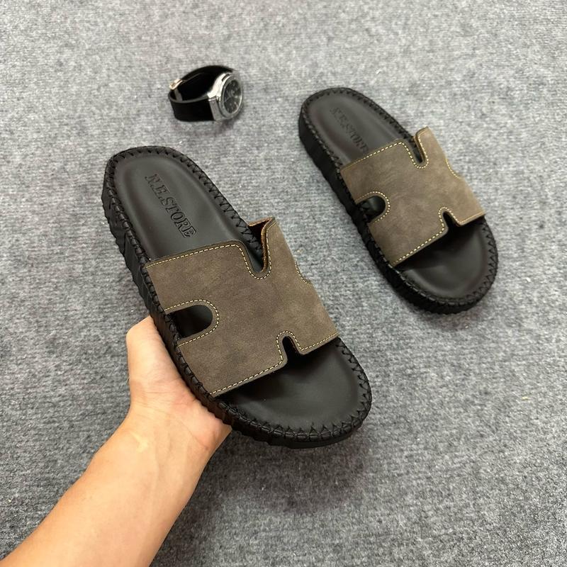[Mẫu Mới-phiên Bản cao cấp ] Dép Nam Đẹp mang bao Êm Chân chữ H (4 lỗ). Phom bao Đẹp. ngan doctor Quai Da . Được khâu chỉ toàn bộ, đế đúc cao su, mang vào thoải mái và êm chân DéP  Sandal GiàY Đế Bằng