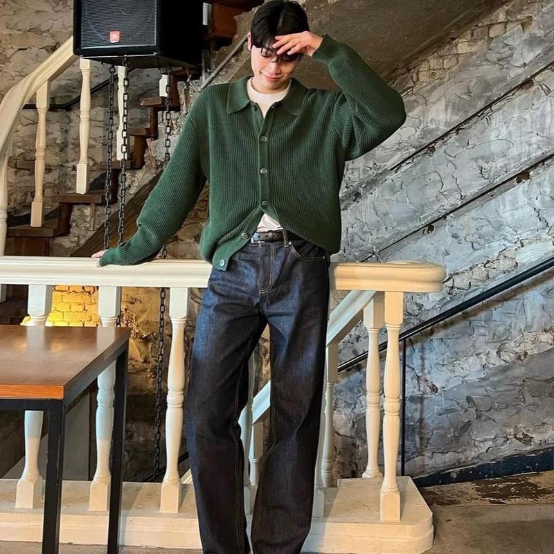Áo Khoác Len Cardigan Dệt Kim Màu Trơn Cao Cấp Dáng Rộng Nam Nữ Menswear NT25 A02 3