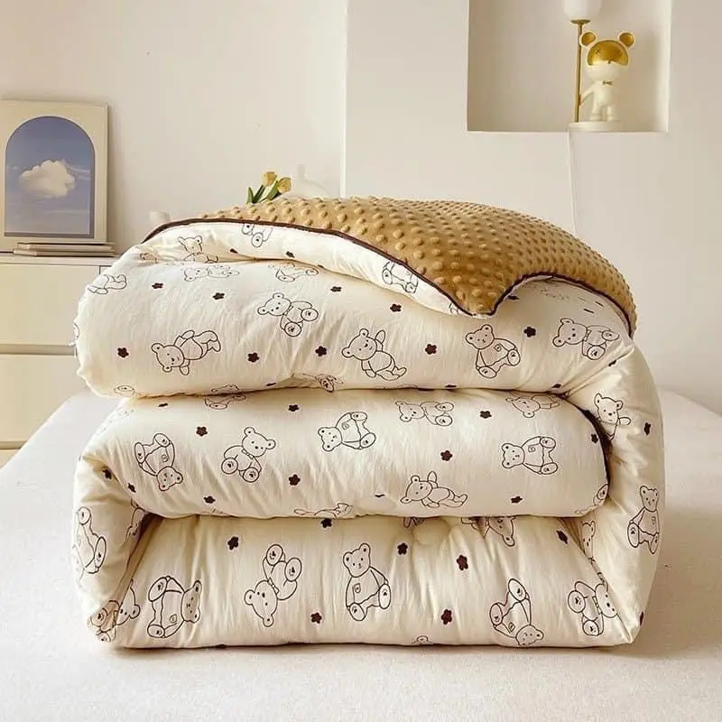 Chăn Phao Cotton Đũi xơ đậu nành có hạt mát xa hàng nhập khẩu chính hãng