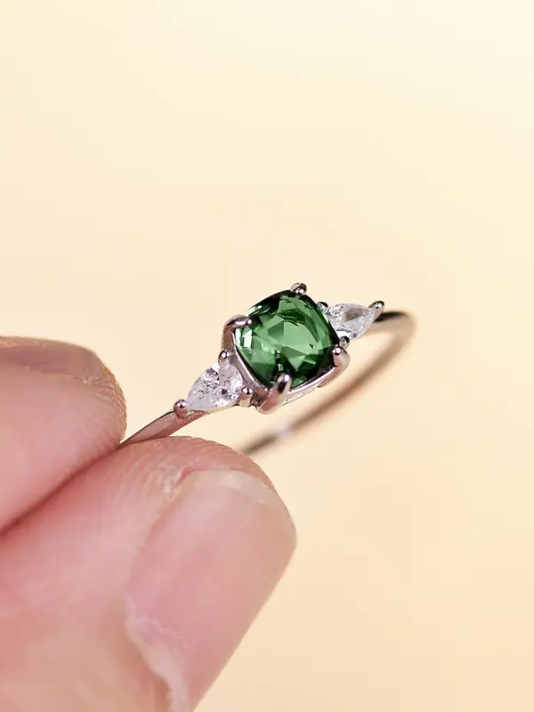 S925 Sterling Silver Fashion Artificial Zircon Decorated Ring, Simple Style Engagement Ring for Women, Trendy All-match & Exquisite Jewelry for Birthday Gift 3