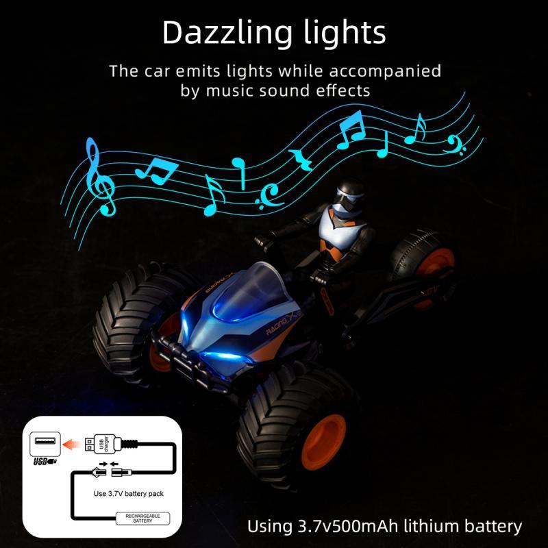 Remote Control Motorcycle Toy, 2.4GHz 360° Rotating Drift Car Toy with Light & Music, Birthday Gift for Boys & Girls 8