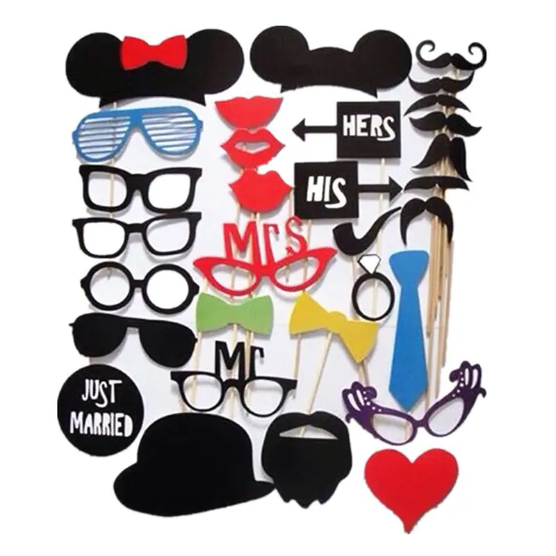 Export Suit 31-Piece Red Lips Photo Props Paper Beard European and American Birthday Party Welcome Wedding Paper Glasses