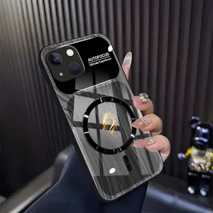 Cocok untuk casing ponsel iPhone 13 Casing ponsel tahan benturan kaca bermotif naga baru-BLK