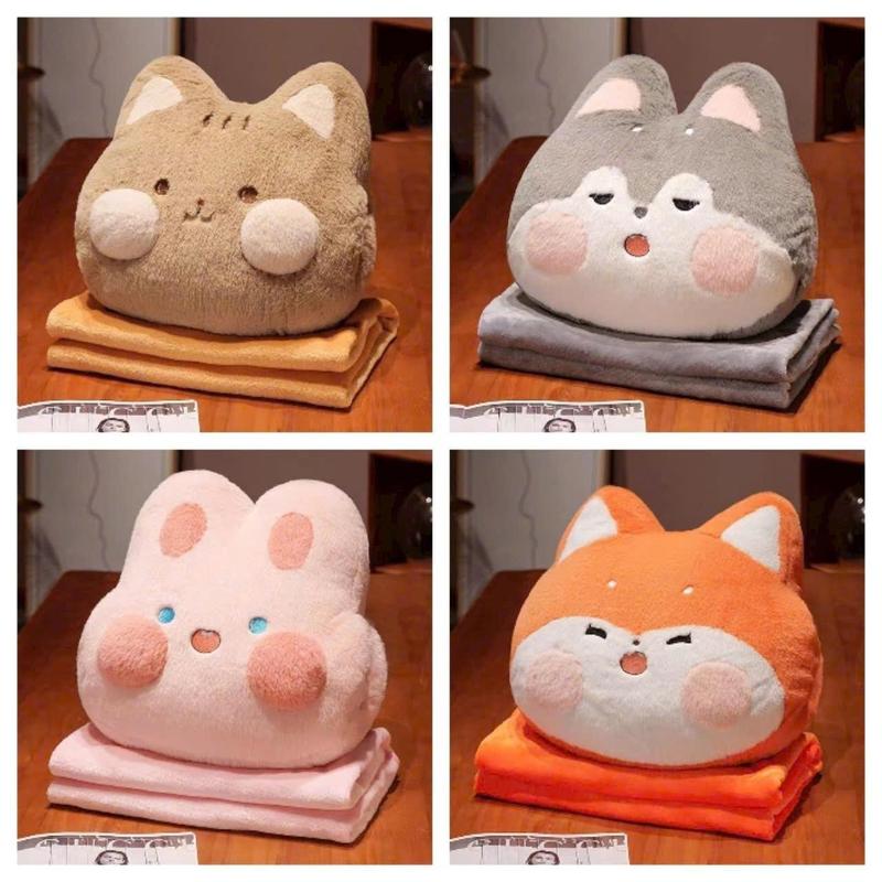 ANVIHOME Bộ Chăn Gối Văn Phòng Mèo Xù Hot Trend Gấu Bông Kèm Chăn 3in1