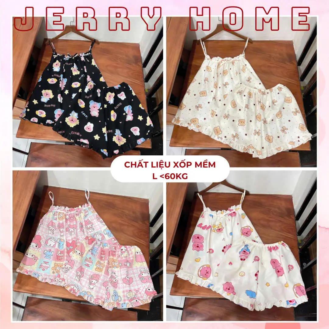 Bộ Ngủ 2 Dây Xinh Xắn Chất Liệu Xốp Mềm Jerry Home