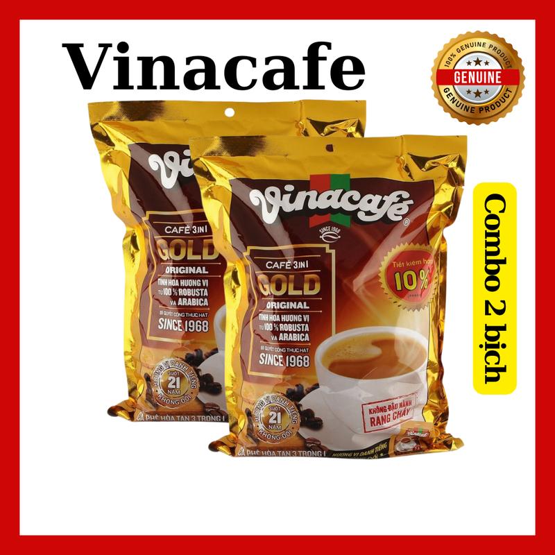 Combo 2 bịch Cà phê sữa Vinacafe Gold Original 480g - Hương vị nguyên bản, 24 gói/bịch - Coffee