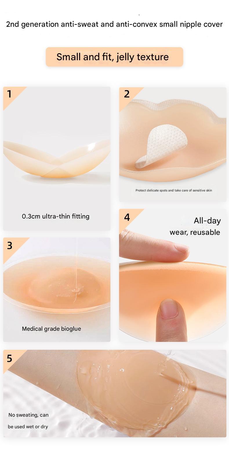 Product Introduction of Anti-exposure silicone breast stickers Invisible and traceless anti-sweat and anti-bump breast stickers Swimming sling breast stickers patch 1
