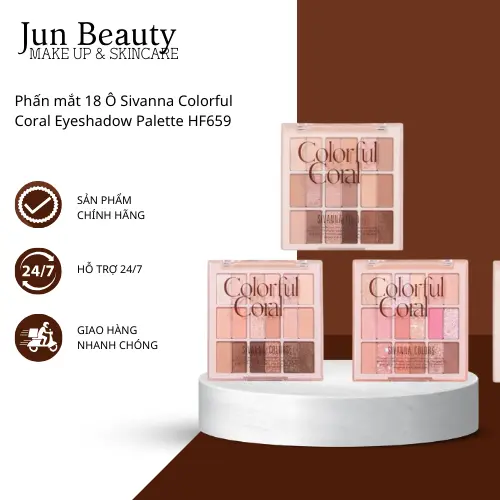 BẢNG PHẤN MẮT 18 Ô SIVANNA COLORS COLORFUL CORAL EYESHADOW PALLETTE HF659