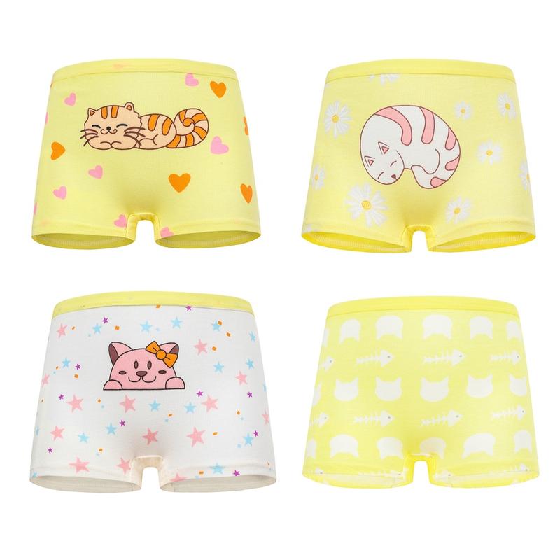 4 Pcs/Set Baby Girls Underwear Cotton Cute Cartoon Panty Kids Stretch Breathable Short Children Soft Underpants 2-12 Years 8