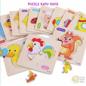 Mainan Anak Puzzle Kayu 15cm Hewan Kartun Animal Transport Edukasi Wooden Jigsaw