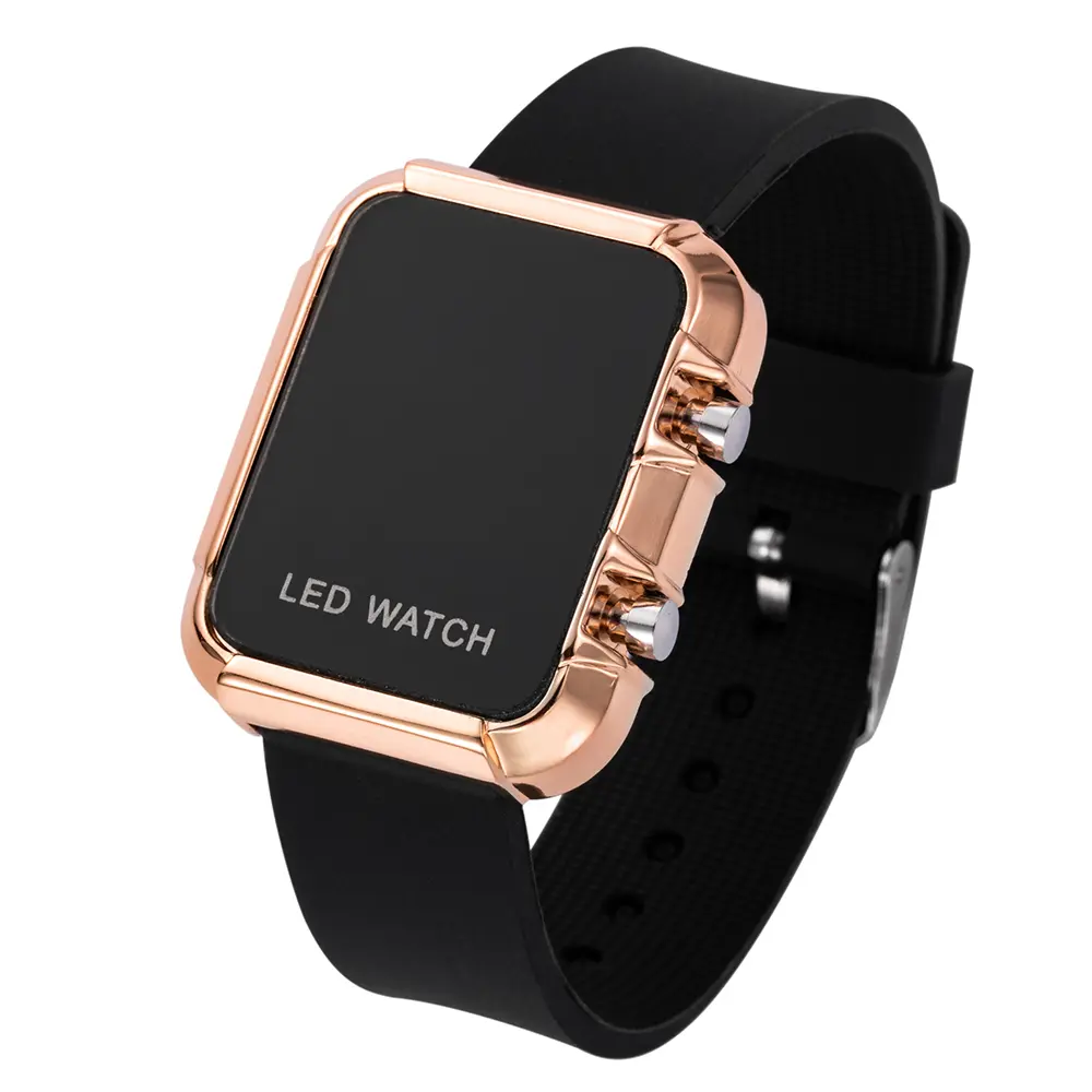 Jam Tangan Elektronik Sukan, Fesyen Baharu, Bentuk Persegi, dengan Butang LED Watches