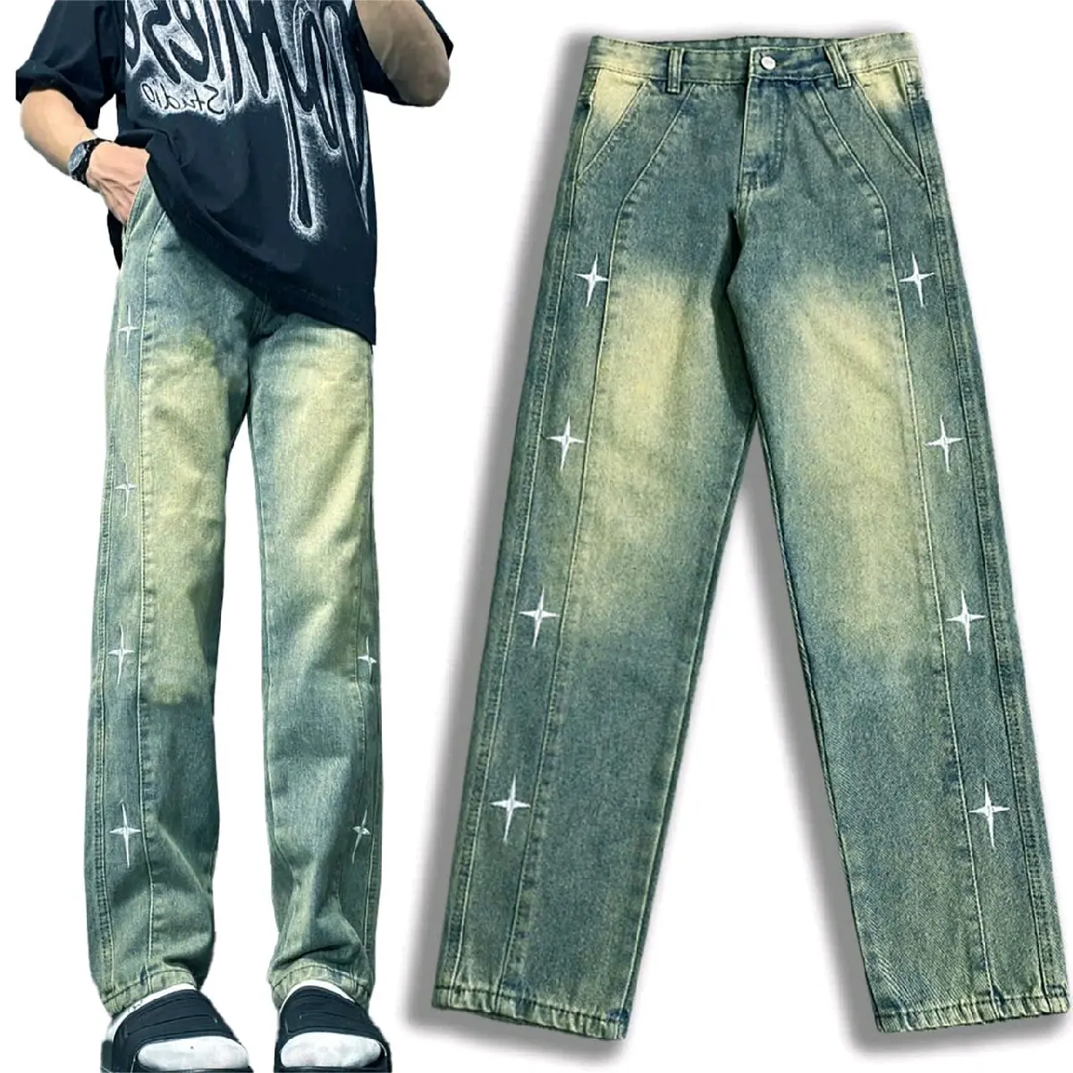 Quần jean nam. Quần Bò nam. Quần jean nam from suông ống đứng Menswear Pants quần  bò quần  vladak quần  chun Ong