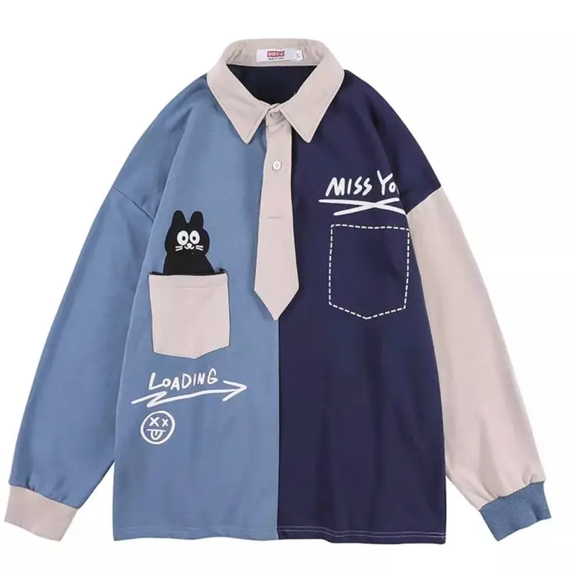 Miss You Loading Collar Oversized Sweater Outerwear Remaja Wanita Korean Style Premium Crewneck Fit Fleece Panjang 2