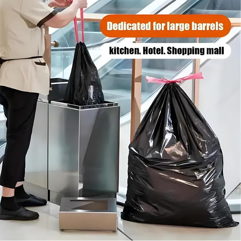 35 Gallon Trash Bag, 10pcs/20pcs/roll Thick & Durable Household & Commercial Garbage Bag, Large Capacity Drawstring Bin Bag 2