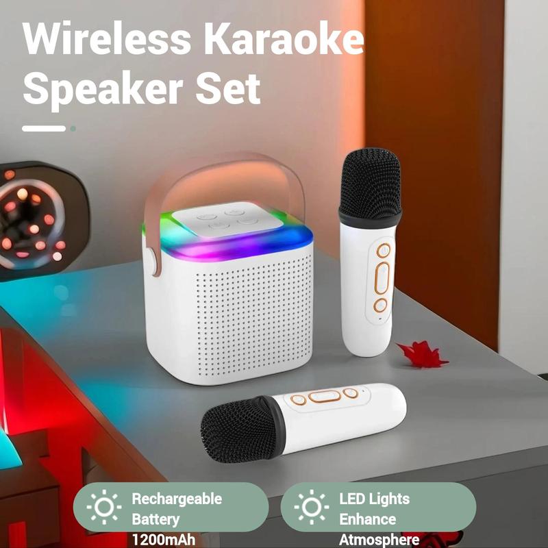 Wireless Karaoke Speaker With Wireless Microphone, Portable Wireless BT Speaker With LED Ambient Light For Home Party Birthday Gift, Valentine's Day Gift, Shower Speaker, Sound System, Wireless Microphone 1