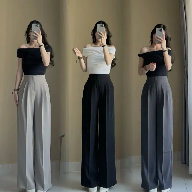 Quần Cạp Liền Lưng Cao "Khoá Sườn" Chất Gold MỸ Mềm Rũ M001 quần  tây Nữ Pants