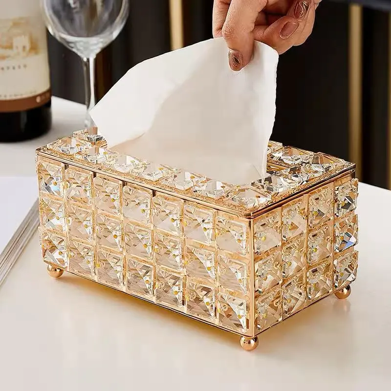 Hộp đựng giấy đính đá pha lê lấp lánh phong cách Bắc Âu sang trọng hàng có sẵn