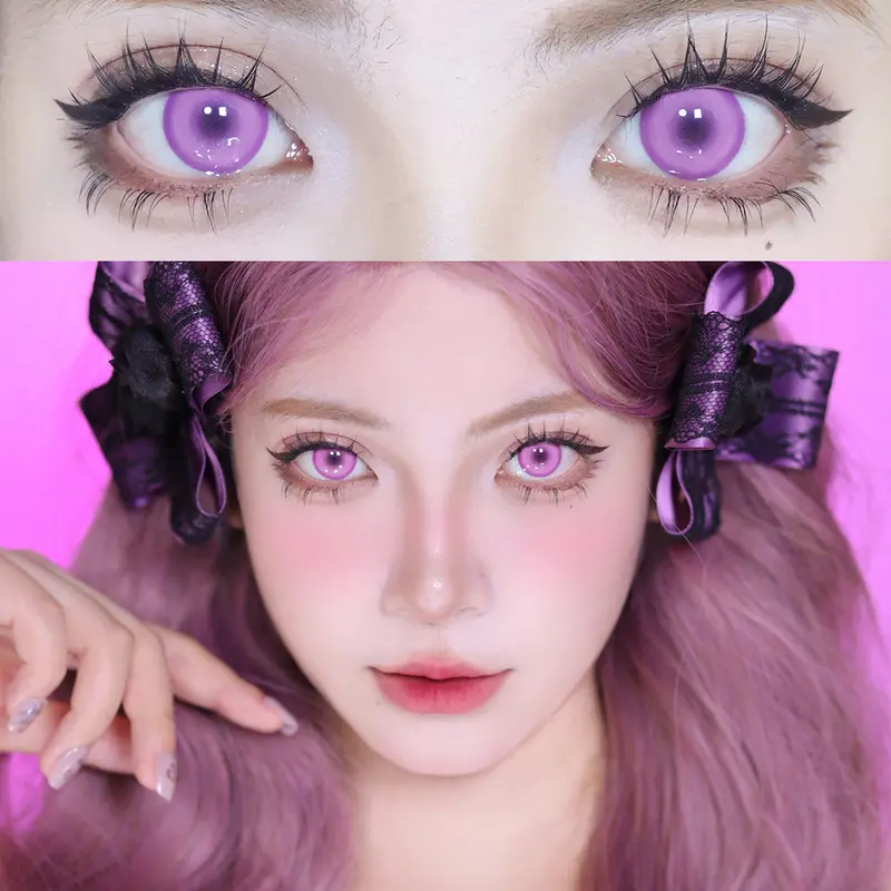 1 Cặp Kính Áp Tròng Màu Cosplay Xanh Lá Xanh Dương Xanh Dương Đỏ Xám Hồng Kính Áp Tròng Đáng Sợ Halloween Kính Áp Tròng Mềm 14.5Mm 7