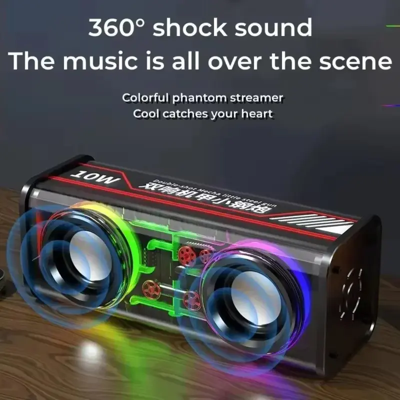 Portable TWS RGB V8 speaker bluetooth subwoofer V8 speaker bluetooth subwoofer Boombox Wireless Stereo surround audio portabel nirkabel 10w Bluetooth peakers soundbar 1