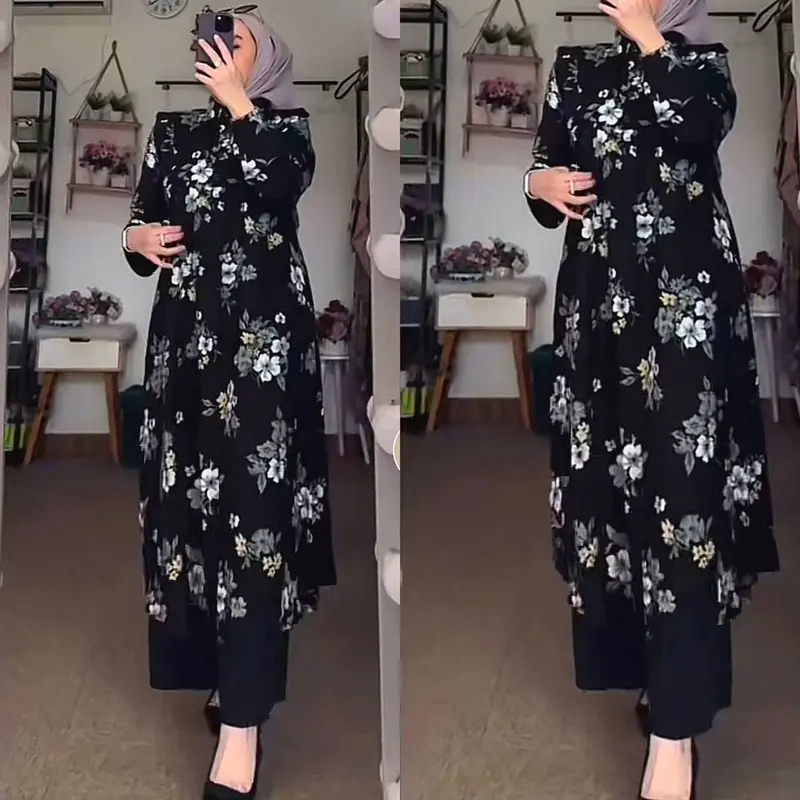 DELVINA ONESET LONG TUNIK || SETELAN MIDI RAYON PREMIUM || SETELAN TUNIK TERBARU KATUN Celana Kulot Airflow Panjang Muslim Wanita 2