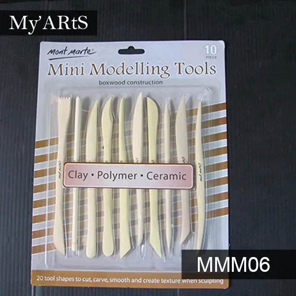 Mont Marte Mini Modelling Tools Boxwood Set 10 Clay Knife Alat Ukir ...