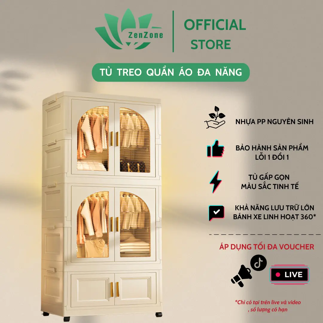ZENZONE Tủ Để Quần Áo Cho Bé Tiện Lợi, Kệ Đựng Đồ Đa Năng PP An Toàn Cho Bé