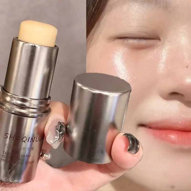 Face Highlight Stick Natural Brighten Moist Highlight Pudding Clear Shimmer Stick Water Shine Gel Highlight Pen Blush for Women Cream Gloss