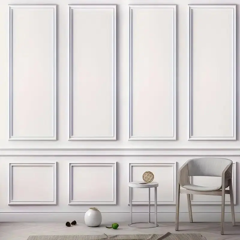 Self-adhesive PVC Decorative Strip, 1 Roll Flexible and Bendable Wall Floor Decorative Strip, Easy Installation Molding Strip for Home Decor, Living Room, Design, White 2