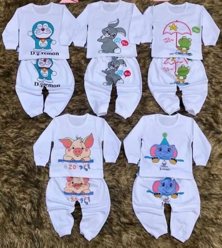 Set 5 bộ áo dài quần dài cho bé từ 3-12kg