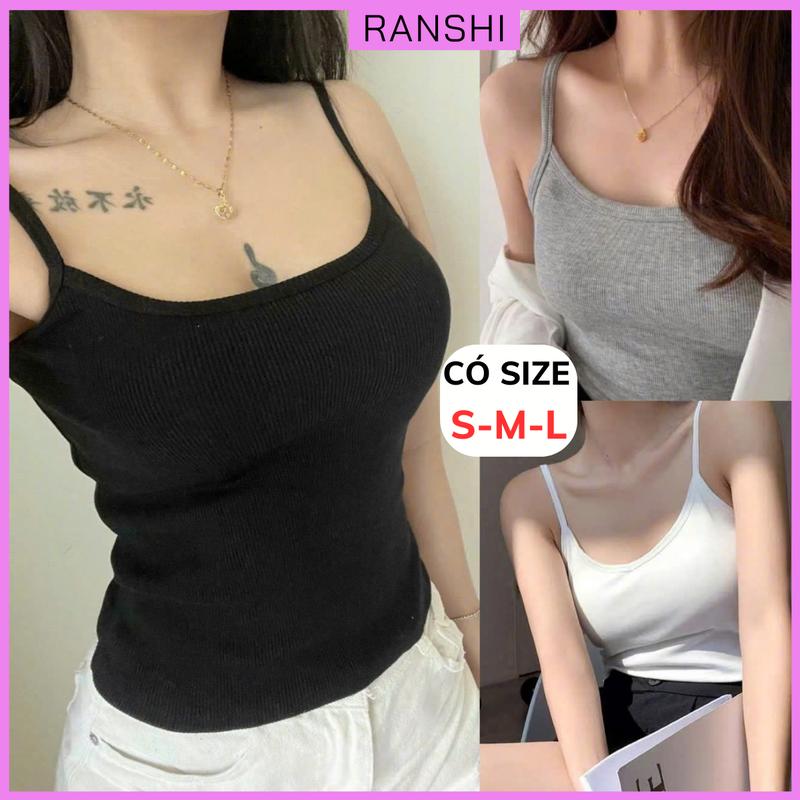 [CÓ SIZE] Áo 2 Dây Có Mút Đệm Dáng Ngắn RANSHI Áo Hai Dây Nữ Trơn Basic Gợi Cảm Chất Thun Gân Mát Áo Nữ Mùa Hè- RA304 Women Top 1