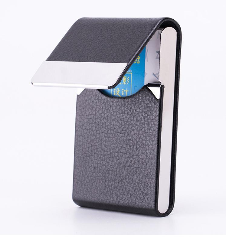 Ví hộp nam nữ đựng thẻ, card name, card visit da bọc inox không gỉ T055 dáng đứng Nhung Wallet