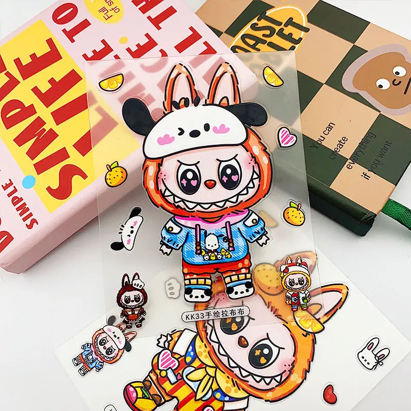 Labubu Monster Cartoon Waterproof Stickers Pack Cute Water Bottle Laptop Skateboard Scrapbook Anime Accessories