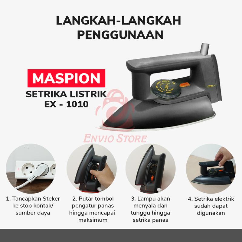ENVIO - MASPION Setrika Listrik EX-1010 BB Hitam  - Elektronik Rumah Tangga 3