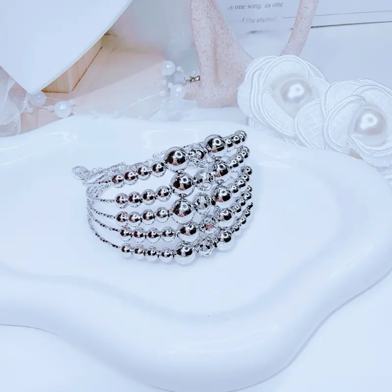 Vòng tay 5 hàng bi, chất liệu inox không dị ứng - không bay màu - dành cho nữ , đủ size ạ
