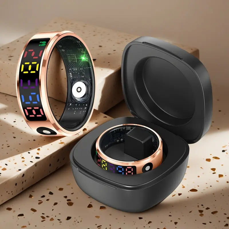 R12 Color Screen Smart Ring Digital Display Heart Rate Blood Oxygen Sleep Health Monitoring Smart Ring