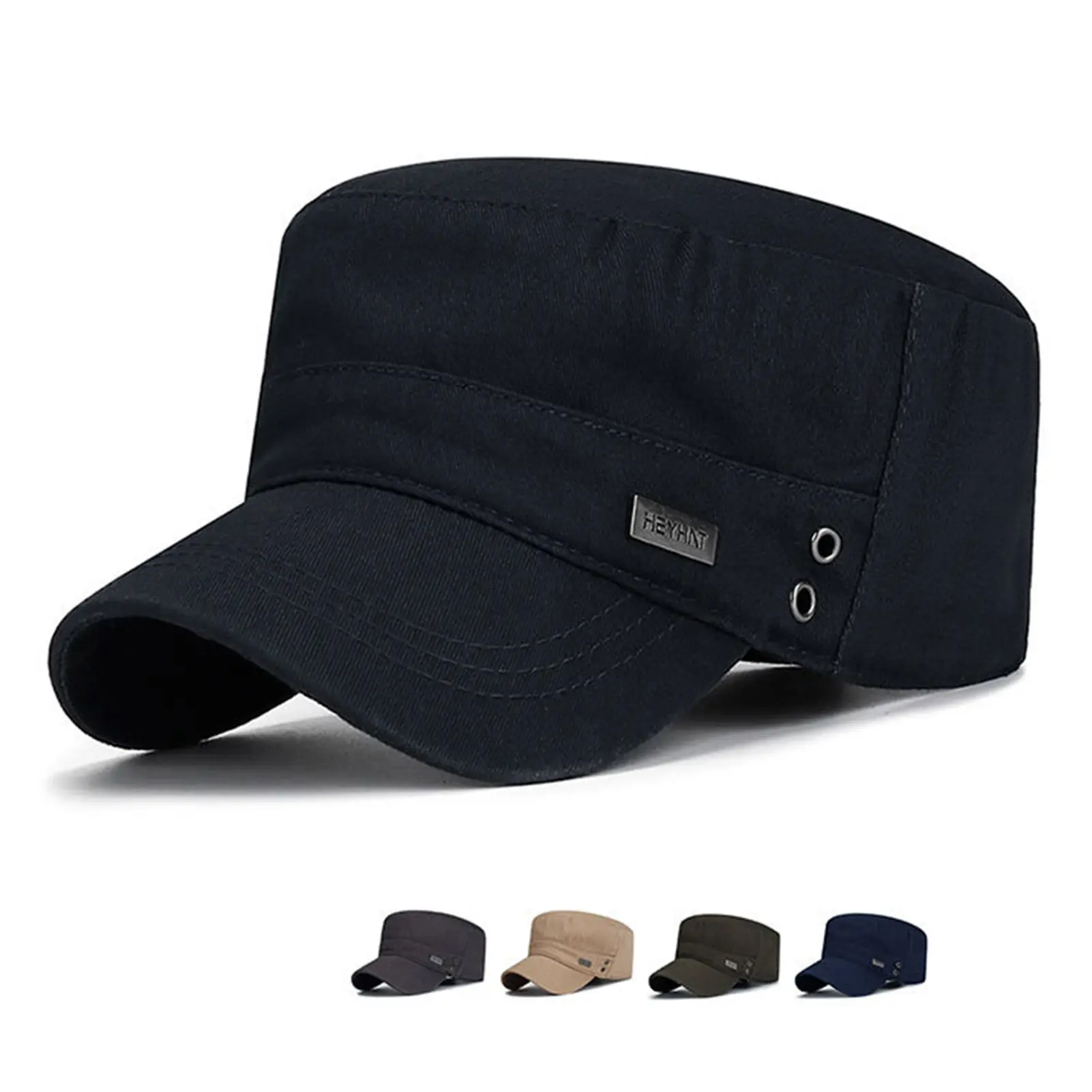 Men Military Cap Spring Autumn Casual Wash Cotton Flat Top Caps Female Vintage Army Hats Bone Man Cap