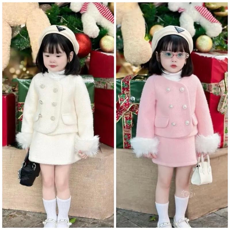 [Hanashop][10-20kg] Set Váy Dạ Lông cao cấp cho bé gái có quần bảo hộ, set bộ dạ lông sang chảnh cho bé gái Sandal