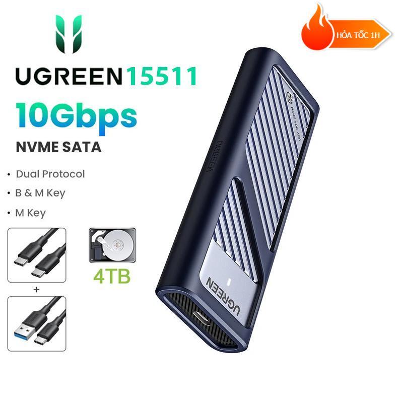 Box ổ cứng SSD M.2 NVMe USB 3.2 10Gbps Ugreen CM559,Hỗ trợ 4TB, UASP Trim cho M-Key và M&B Key 2230/2242/2260/2280 (BOX KHÔNG KÈM Ổ CỨNG)