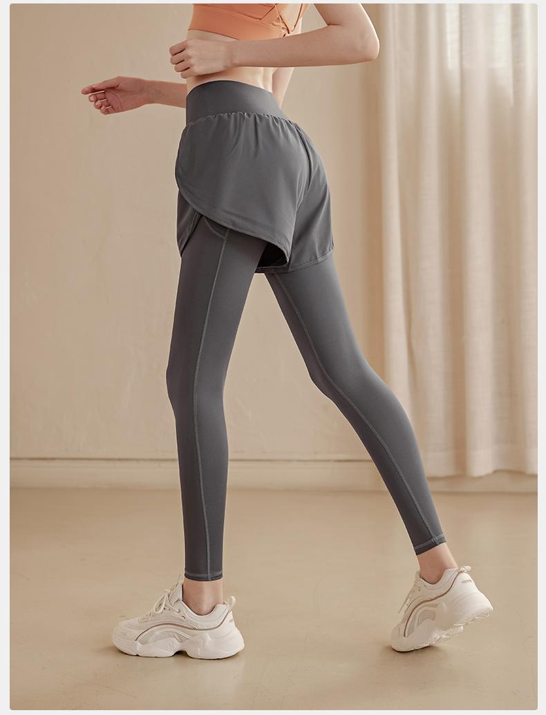Product Introduction of Women's fake two-piece sports tights yoga leggings quick drying pants running fitness pants No Embarrassing Line Slim Hight Waist Yoga Pants Tummy Control Workout Leggings for Gym Jogging Cycling 4