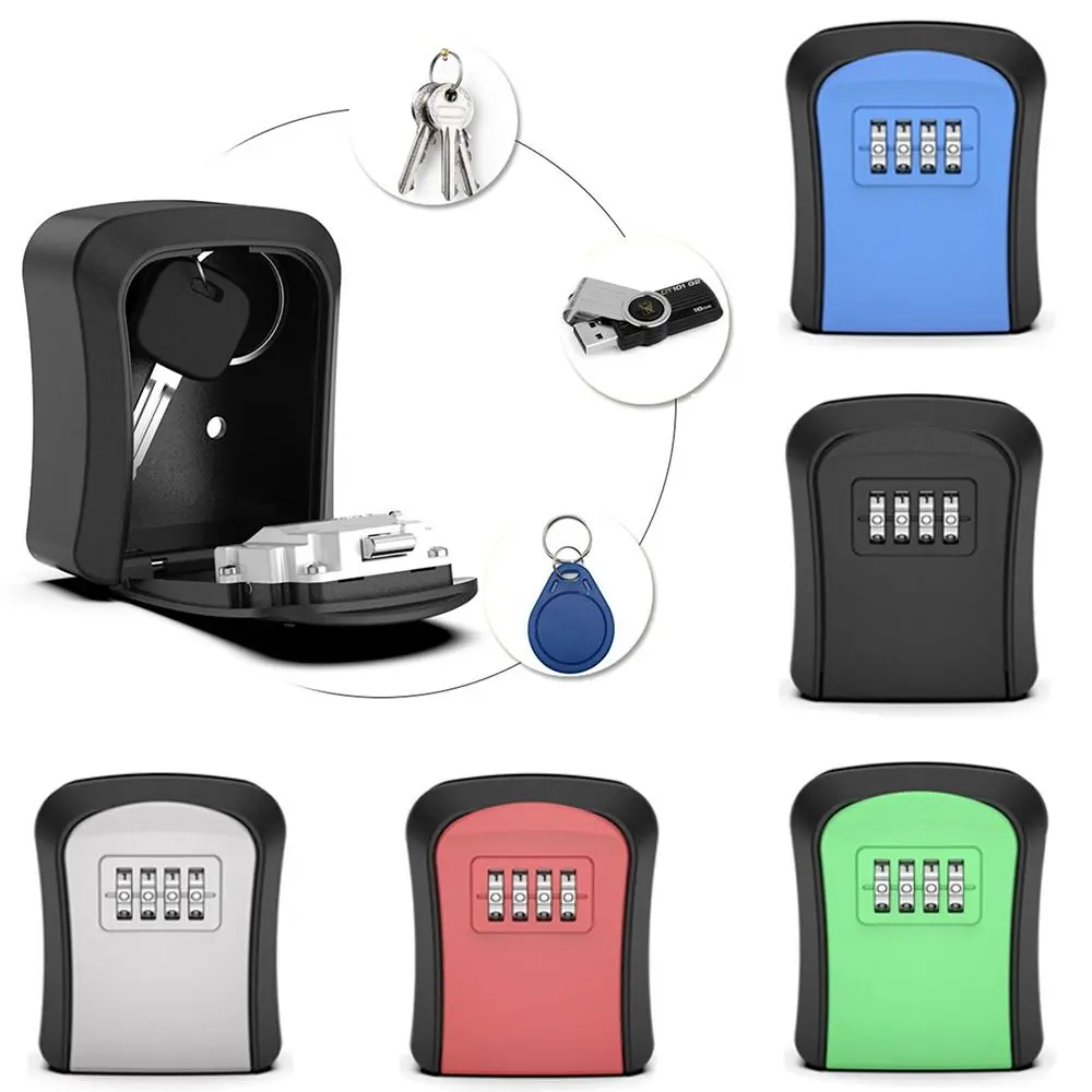 Portable Engineering Plastic Key Safe Box Weatherproof Wall Mounted 4 Digit Combination Lock Anti-theft Key Lock Box Outdoor